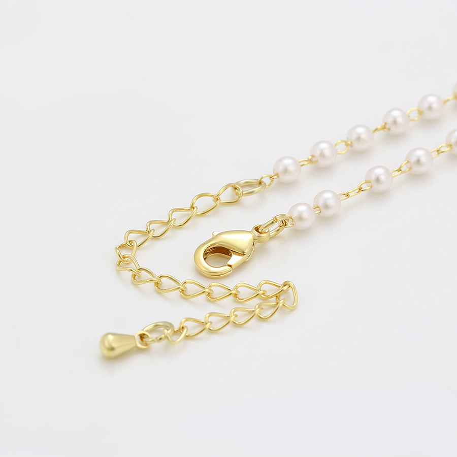 Golden Bow Pearl Necklace