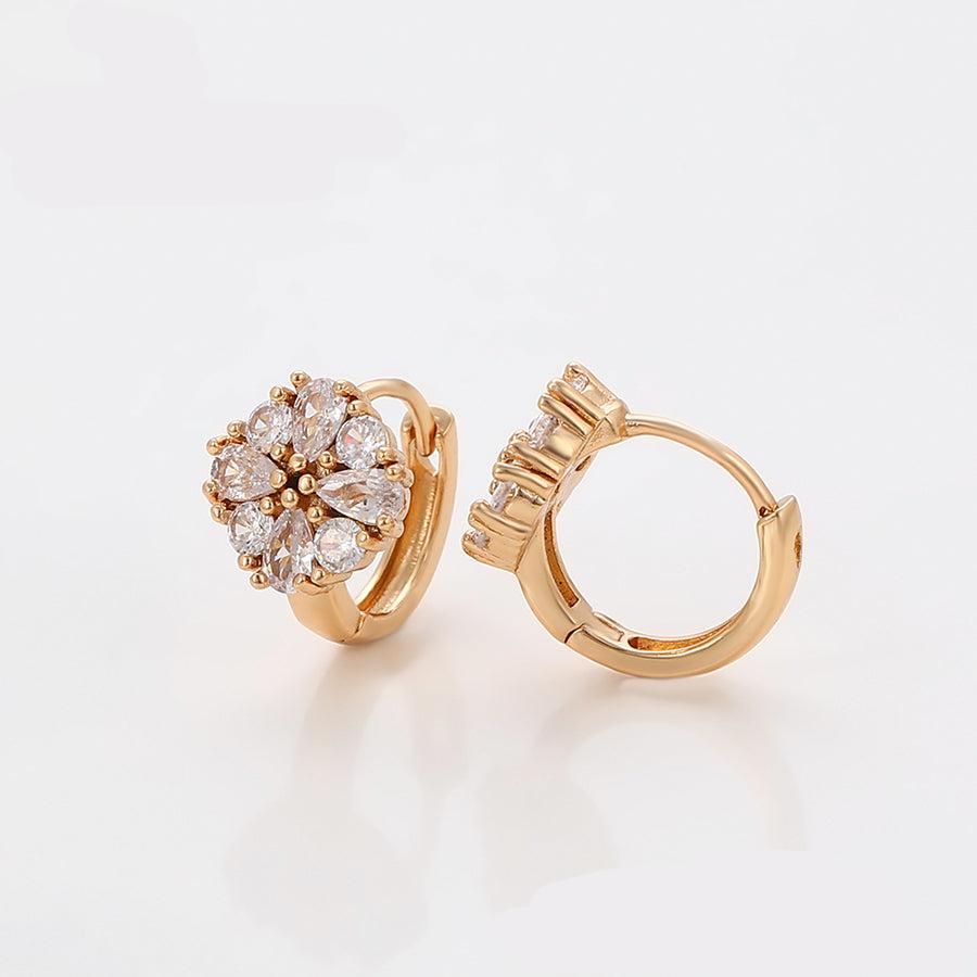 Crystal Flower Hoop Earrings