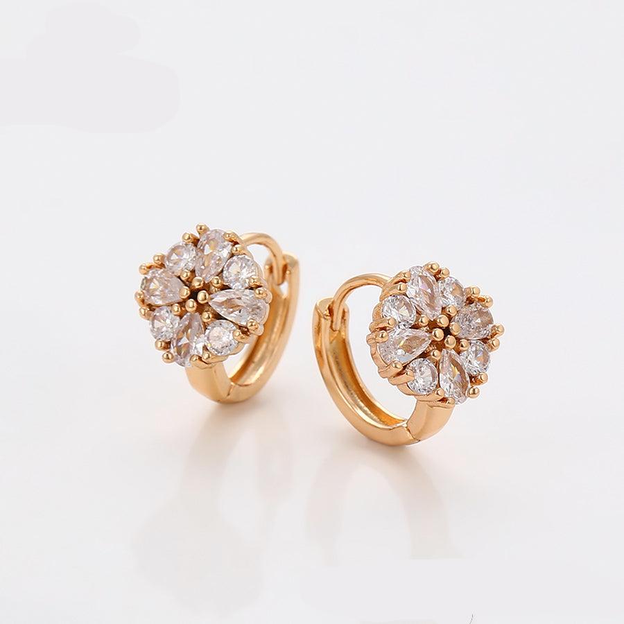 Crystal Flower Hoop Earrings