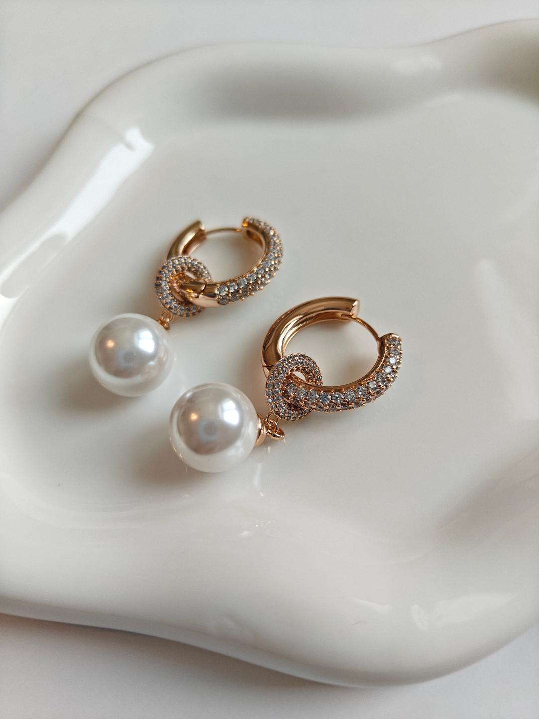 Golden Halo Pearl Hoops